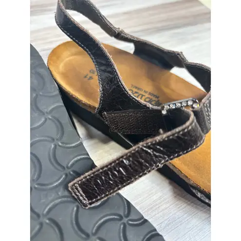 Naot Women's Pamela EU 41 L10 Black Leather Adjustable Slingback Buckle Sandals Size 10