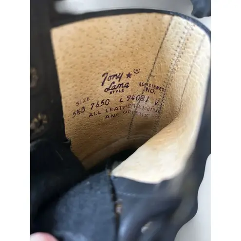 Tony Lama NEW Women's Black Leather Roper Lace Up Kiltie Boots 5.5 B