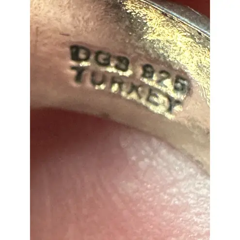 DGS Sterling Silver 925 Filigree Handpainted Ceramic Ring & Pendant Sz 6.5