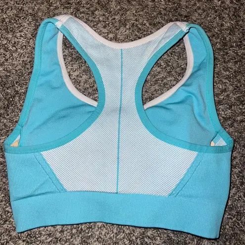 Avia Blue & White Zip Front Sports Bra Top - Size M
