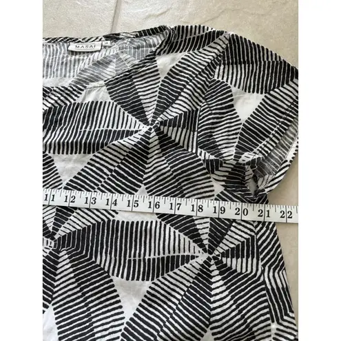 Masai Top Womens Medium Black White Abstract Tunic Artsy Abstract Boho Black