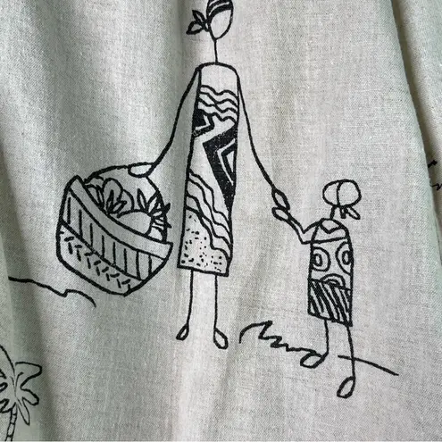 Hot Cotton Woman Size 3X Capri Pants with Faceless Person Print Linen/Cotton Tan