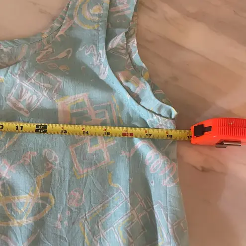 Vintage Gilligan & O’Malley Sleeveless House Dress Abstract Pastel Print U.S.A. Green Size M