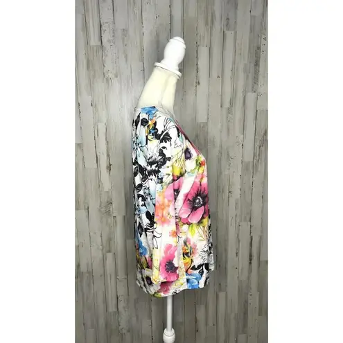 Allison Daley Women's Medium Multicolor Floral 3/4 Sleeve Tunic Top