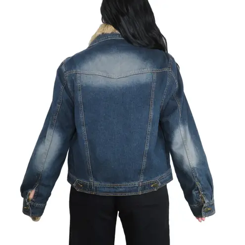 Marvin Richards 1990s Vintage Rabbit Fur Jean Jacket Denim Jacket Large Blue
