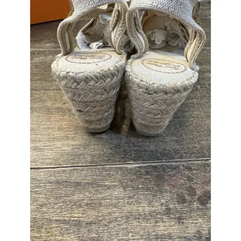 Toni Pons Women's Triton Espadrille Wedge Sandal Size 38 Size 7.5 Natural Linen Tan