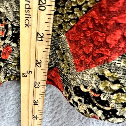 Brittany Black Top 1X Red Animal Geo Print Y2K Maximalist Festival Retro Alt Brown