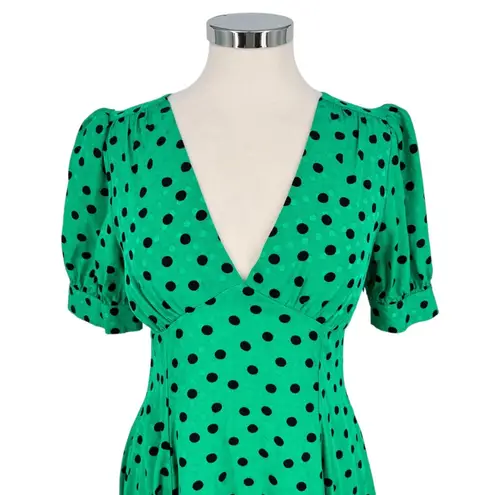 Topshop  Retro Polka Dot Mini A-Line Dress Green Black Size 6