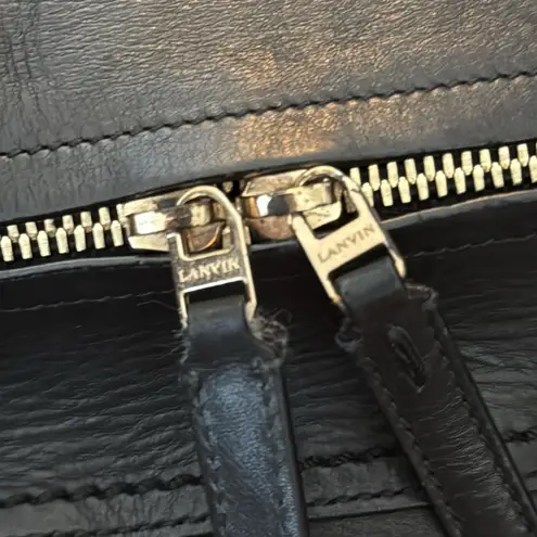 Lanvin JL Black Leather East West Bowling Bag Purse