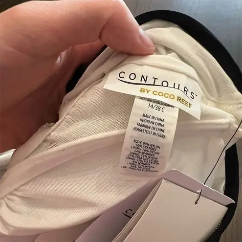 Coco reef Women's Zebra Stripe One-Piece Swimsuit Black Size 14 Tummy Control