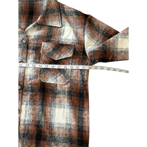 Womens Brown & Cream Plaid Button