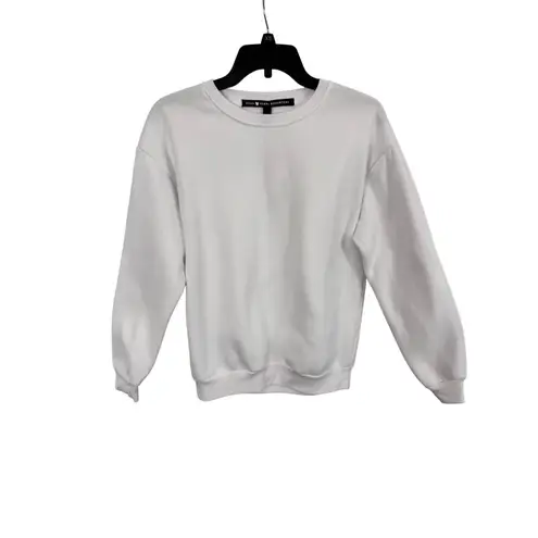 Aqua Kerri Rosenthal White Crew Neck Pullover Sweatshirt Womens