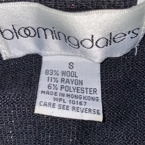 Bloomingdale’s black and gold wool blend knit cardigan sweater. Size Small.