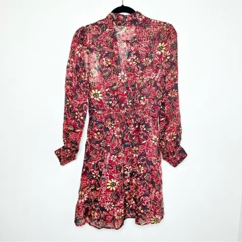 Ba&sh NWT Giani Printed Mini Dress in Bordeaux