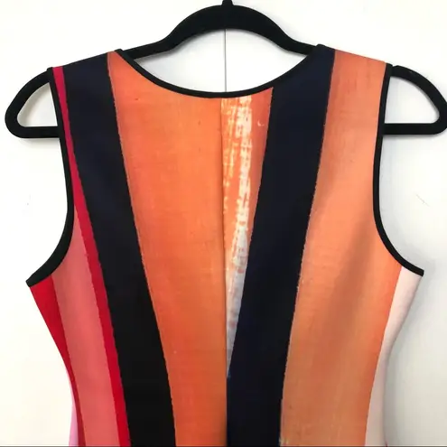 Clover Canyon Eclipse Striped V Neck Scuba Dress Orange Red