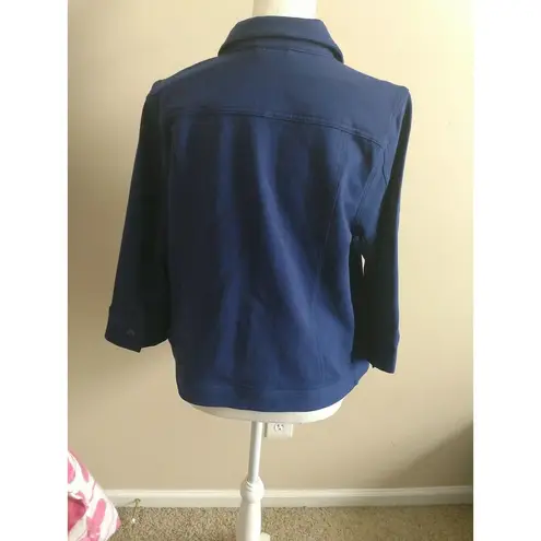 Isaac Mizrahi Women's Blazer Jacket Career Formal Size M Blue 3/4 Sleeves