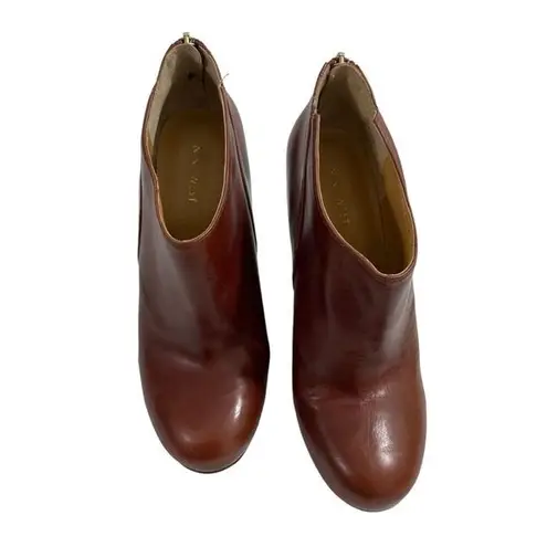 Nine West Womens Lottie Wedge Platform Shoes Zip Up Brown Leather Size 9.5M