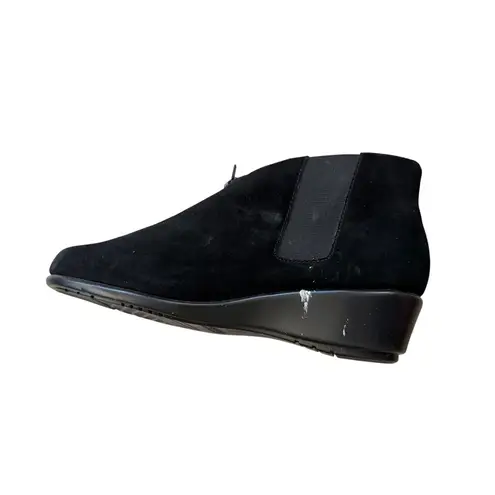 Aerosoles Black Suede Zip Wedge Booties Ankle Boots Size 6.5