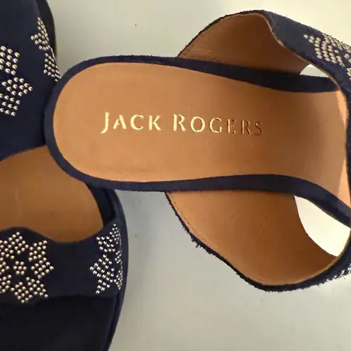 Jack Rogers  Margaux Suede Studded Wedge Sandals Denim Navy Blue Size 8.5