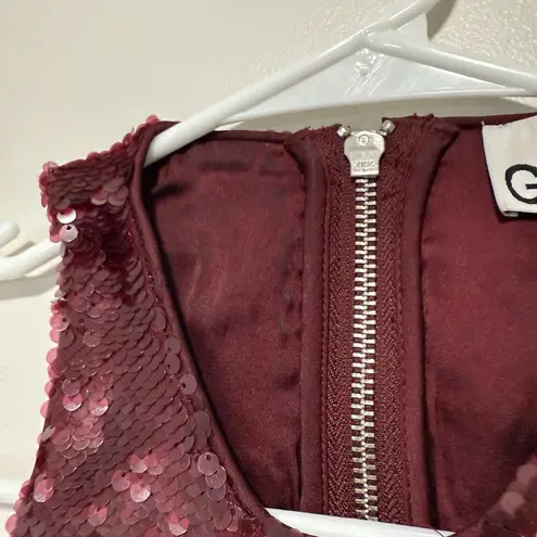 Ganni Sequined Ruched Crop Top in Port Royale Size 32