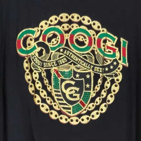 COOGI Women’s Plus 3X Graphic Tee Black Chain Logo Cotton Stretch T-Shirt Y2K