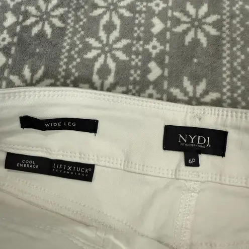 NYDJ NWOT Wide Leg Crop Denim In Optic White Cool Embrace Size 6 Petite