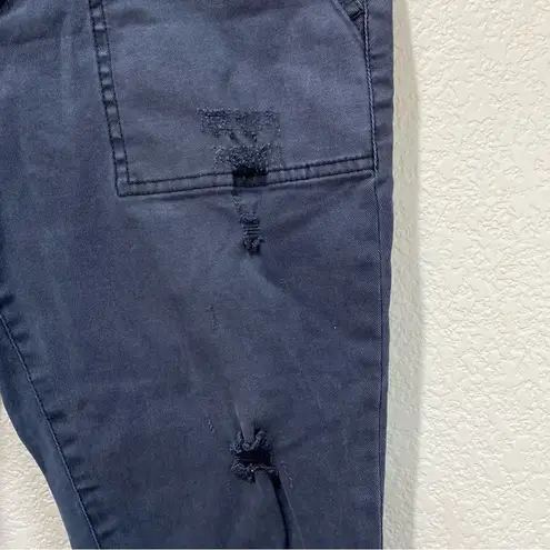 Pam & Gela Twill Skinny Cargo Pants Fray Hem Lace Up Back Size Large