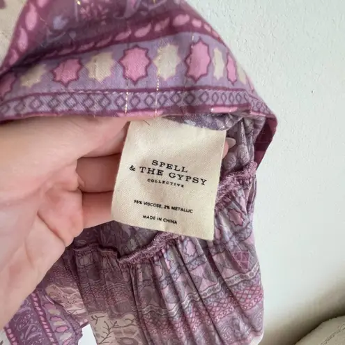 SPELL & THE GYPSY Purple Floral Dahlia Mini Dress Size XS