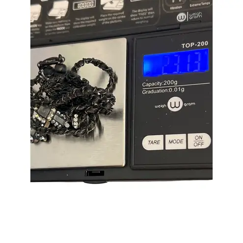 Black Double Chain Necklace Cross Pendant Enamel Rhinestones Goth Emo Adj 19"