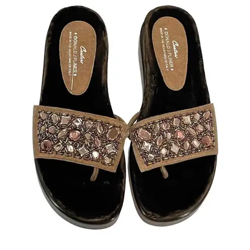 Donald J Pliner Fifi Brown Velvet Bedazzled Platform Slide Women’s Size 9.5