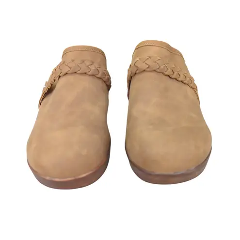 b.o.c Journi Braided Trim Strap Mule Clogs Tan Brown Wooden Heel 8M Womens Born Size 8