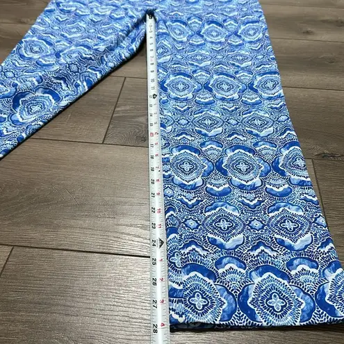 IBKUL Venetian Tiles Denim Stretch Golf Ankle Pants Blue White Size 10