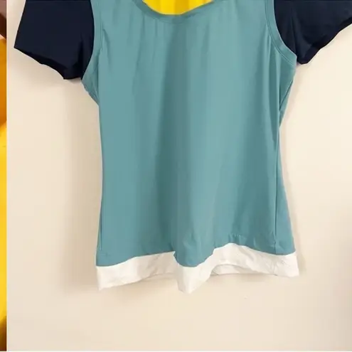 No Ka’OI Yoga Short Sleeve Workout Top Colorblock Racerback Size 1 (Small) Blue