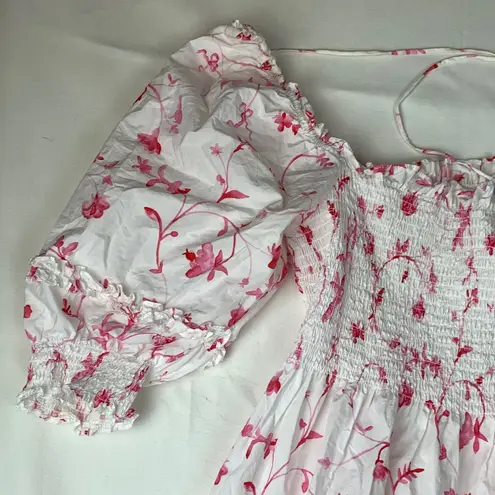 Hill House size XL white pink nap dress white pink floral smocked cottage cabin