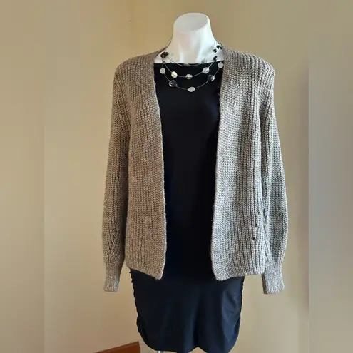 Loft  Tan Shimmer Gold Knit Cardigan No Button SZ S Good Condition