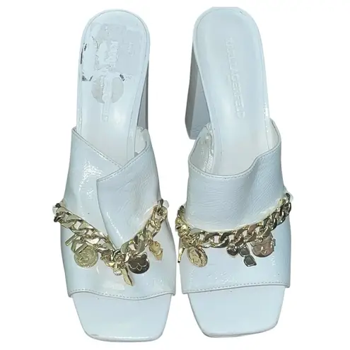 Karl Lagerfeld Haisley Patent Leather Platform heels Gold Charms