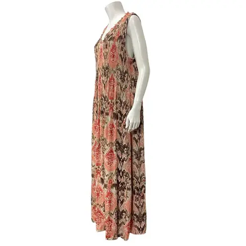 Sunny Leigh Multicolor Geometric Print Casual Sleeveless Maxi Smocked XL Dress