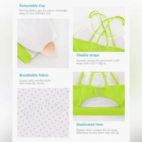 RUNNING GIRL Women's Strappy Sports Bra Sexy Cross Back Bra size xsmall Green