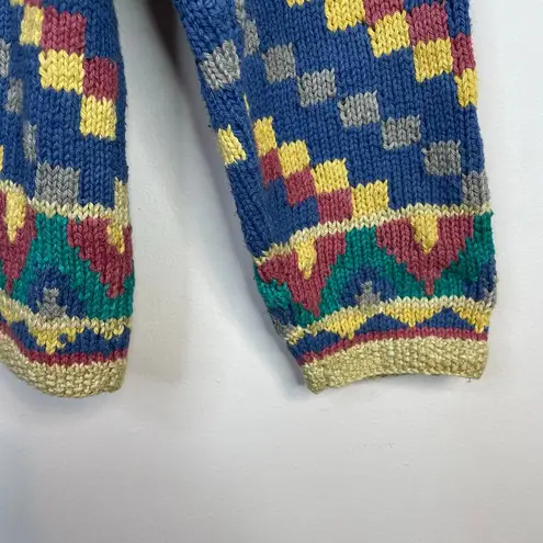 The Territory Ahead Vintage Y2K Chunky Knit Cotton Geometric Cardigan Sweater XL