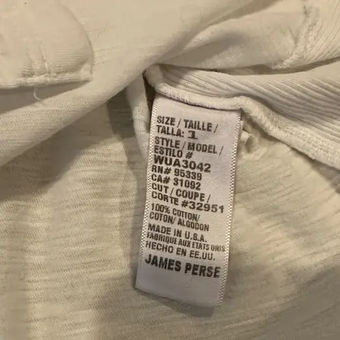 James Perse White Contrast Panel Shirt Button Down with 3/4 Sleeves Size 1