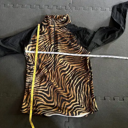 RLX Ralph Lauren Womens Large 1/4 Zip Pullover Top Animal Print Long Sleeve Golf Black