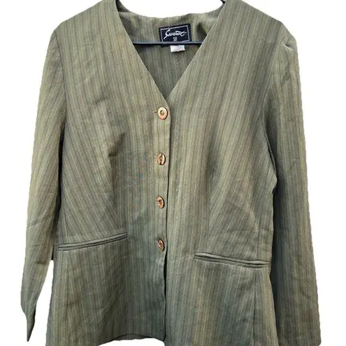 Vintage Sweet Suit Women’s Sz 12 Dress Jacket Tan Brown City Brown Button Green