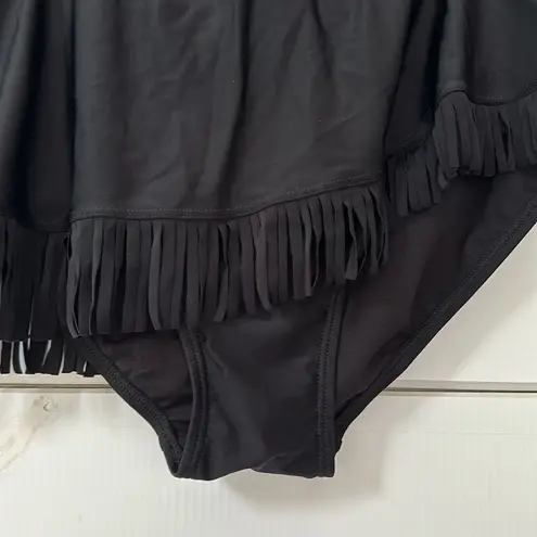 Swimsuits For All Fringe Sarong Skirt Black NEW Size 20