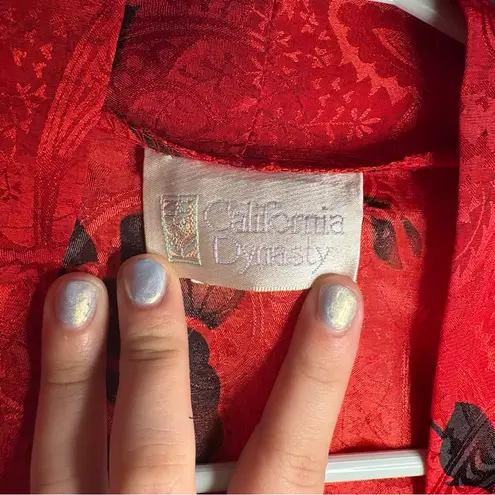 Vintage Paisley Floral Robe Red Size M