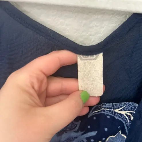 Vintage Floral Sleeveless Midi Dress Blue Paisley Casual Size 16 1/2 Boho Summer