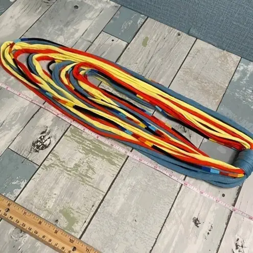 Multicolor Jersey Strand Scarf, in blue, yellow, red and black Yellow