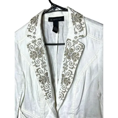 INC International Concepts Blazer Women’s White Linen Embroidery 2P Size undefined