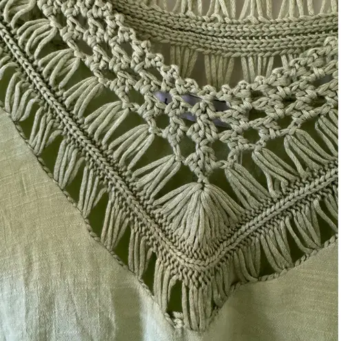 NEW Lamaolu sz S Womens Green Crochet Knit Pullover Poncho Shrug Laggenlook Boho