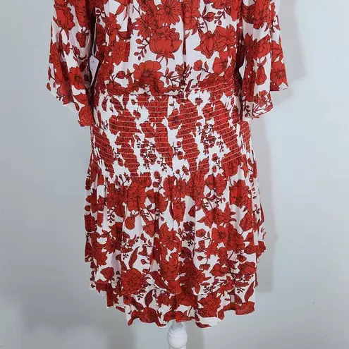 Premier Amour Red Floral Mini Dress NWT Size 16 Smocked Mini Dress