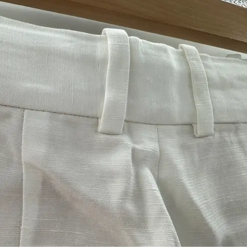 Babaton Agency Viscose Linen Blend High Rise Straight Leg Pants in White Sz 4